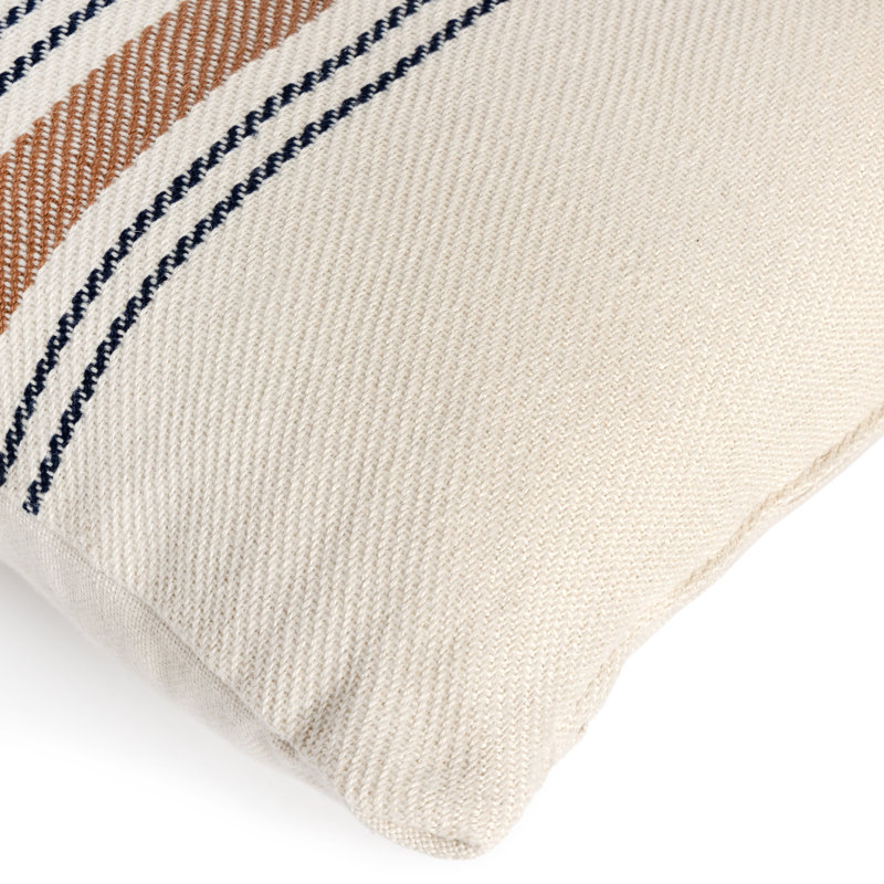 Striped Beige and Black Lumbar Outdoor Pillow