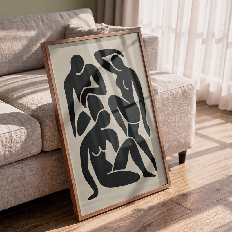 Fluid Silhouettes Print by Other Artist, Gold/Tan/Black/Brown/White, 32 × 48, Wrapped Canvas
