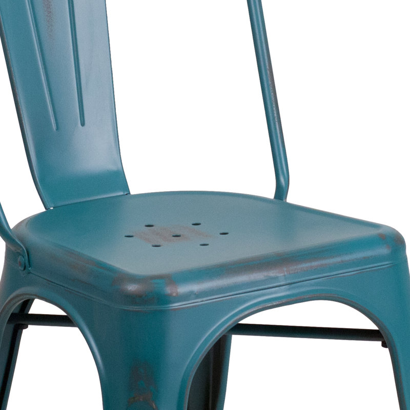 Chaise empilable Dickens, Bleu Kelly vieilli-bleu sarcelle