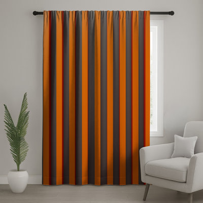Rideaux à rayures verticales orange, voilages et voilages à rayures - 1 panneau