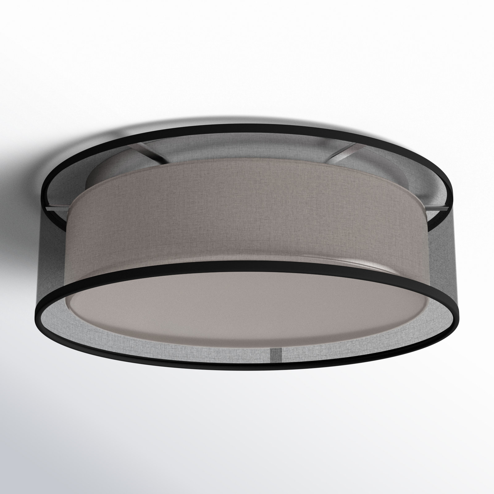 Jessalyn Single Light LED Flush Mount, 5.5" H x 16" W x 16" D, Black Organza