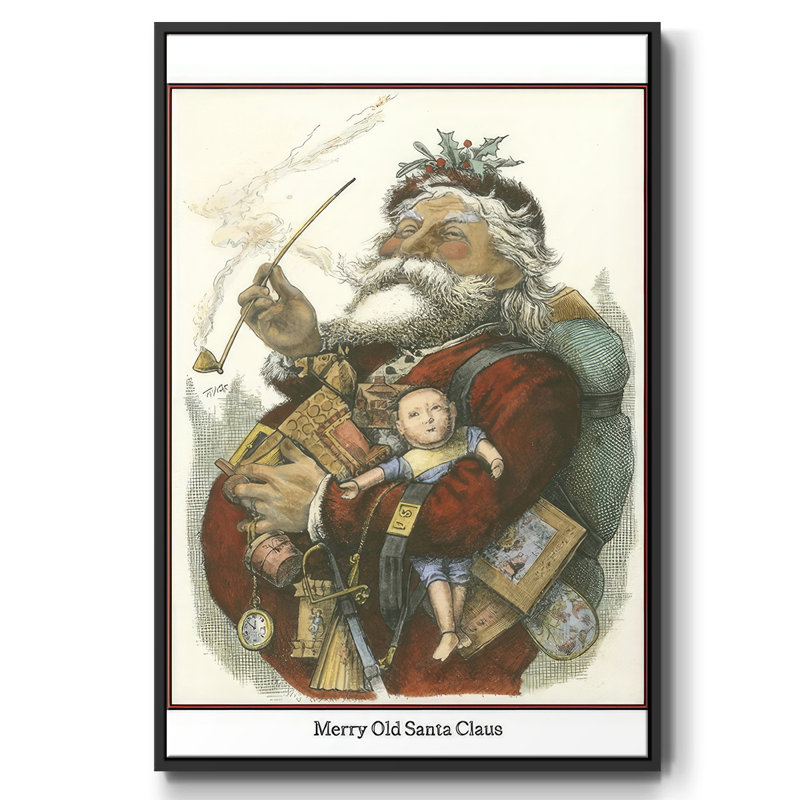 " Merry Santa ", Black Floater Framed, 25" H x 17" W x 1.5" D