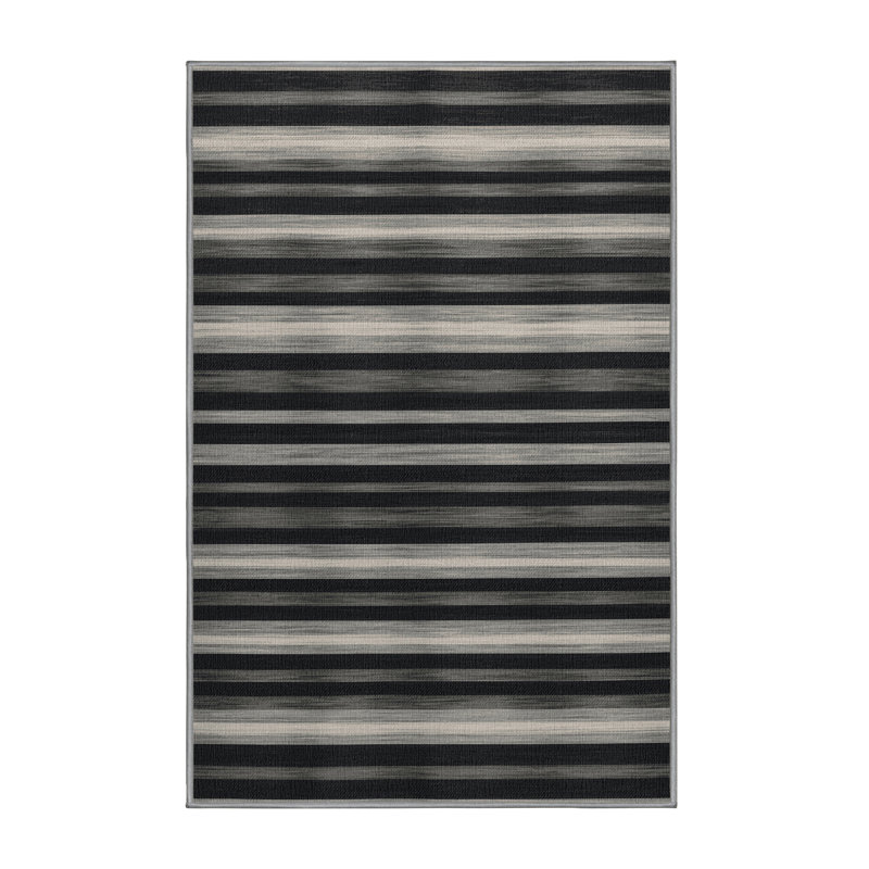  Tapis lavable rayé gris clair graphite, Rectangulaire 2 pi x 3 pi