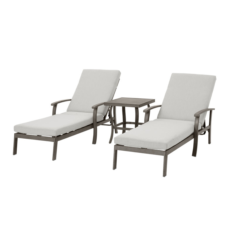 Ketisha Outdoor Metal Chaise Lounge Set with Table , Cushion Included