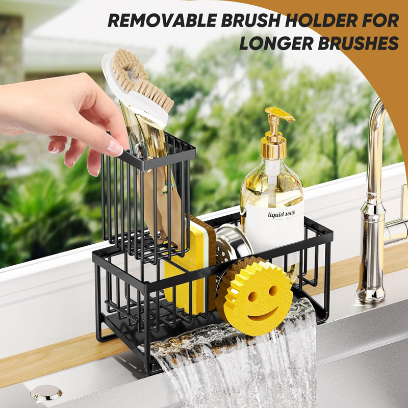 Smiley Face Kitchen Sink Caddy Black