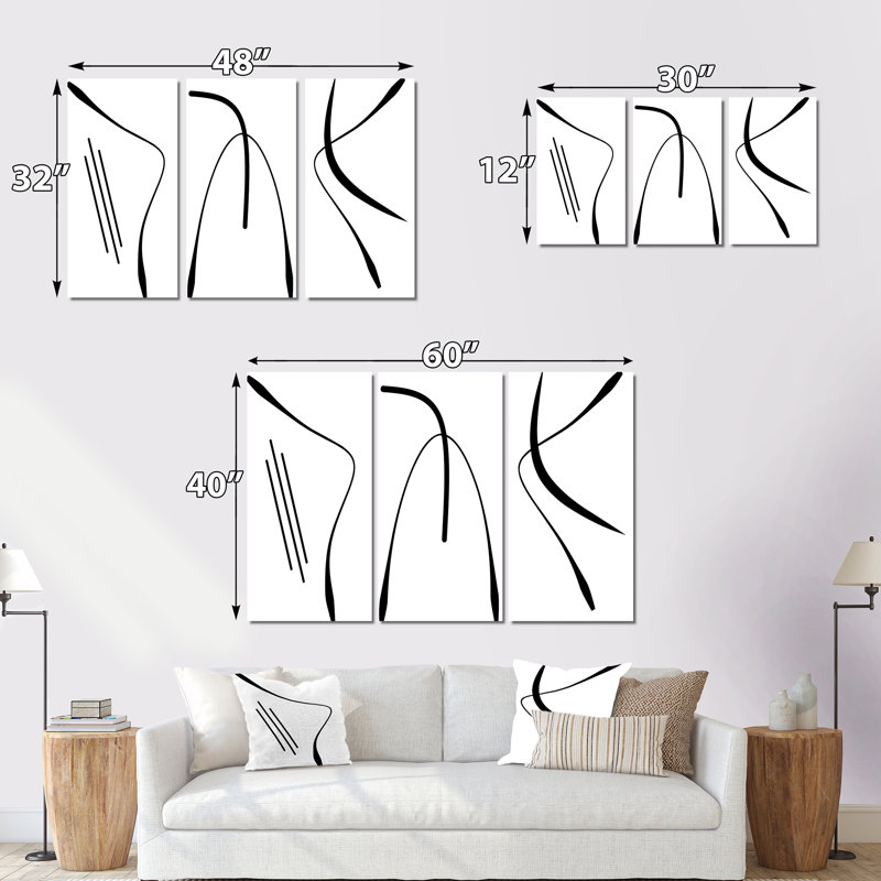 Ensemble de 3 pièces scandinaves abstraites minimalistes géométriques minimalistes - art moderne Mid-Century