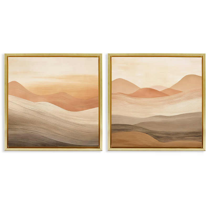  «Sweeping Desert Dunes», ensemble de 2 toiles flottantes encadrées par Irena Orlov, H 18 po x l 18 po