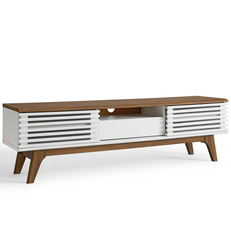 Modway Render TV Stand, Walnut/White, 17"H x 58.5"W 13.5"D