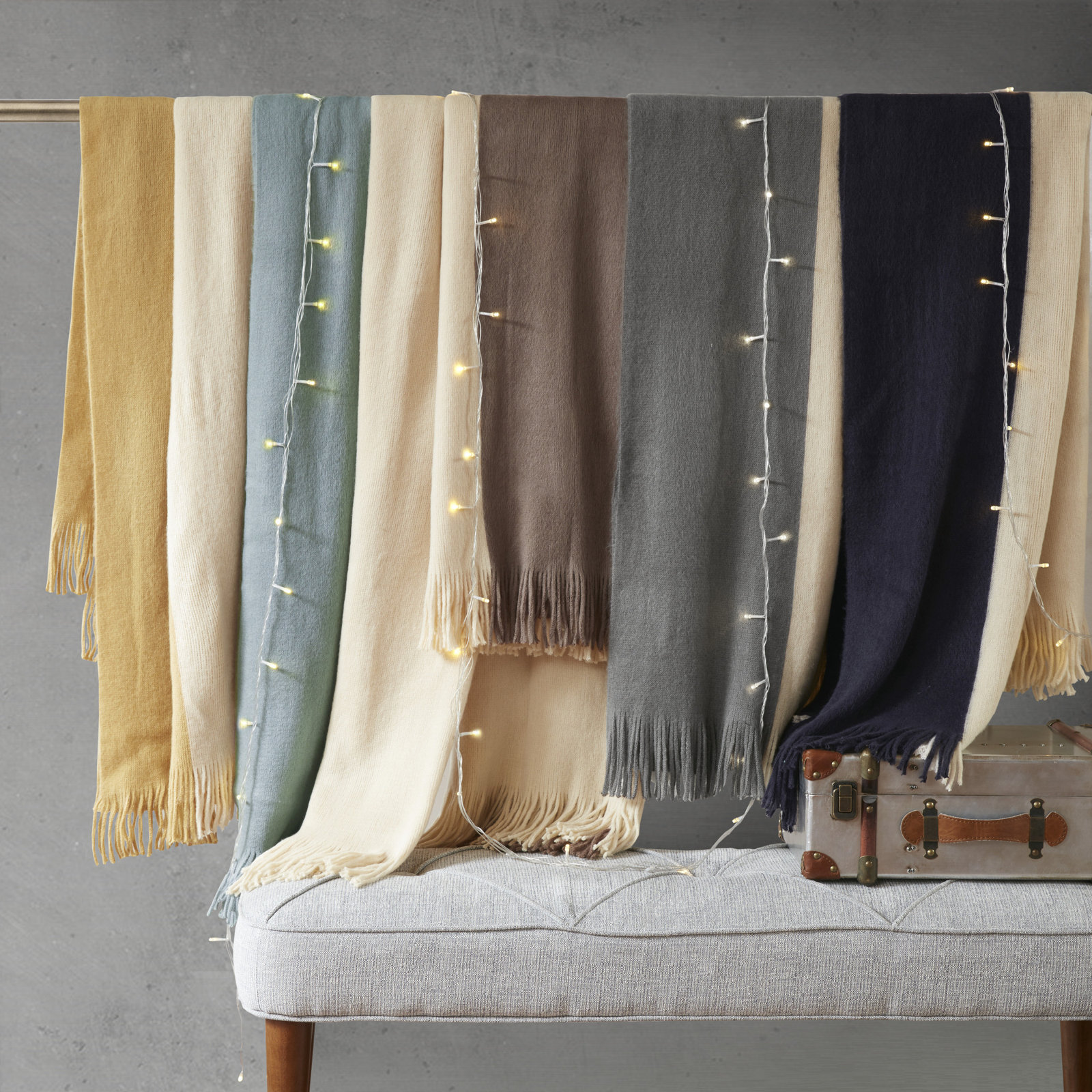 Linea Knit Throw Blanket, Yellow