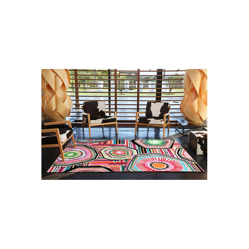 Multi Color Mixed Geometric Pattern Modern Decorative Machine Washable Area Rug, Runner 3'3" x 9'10"