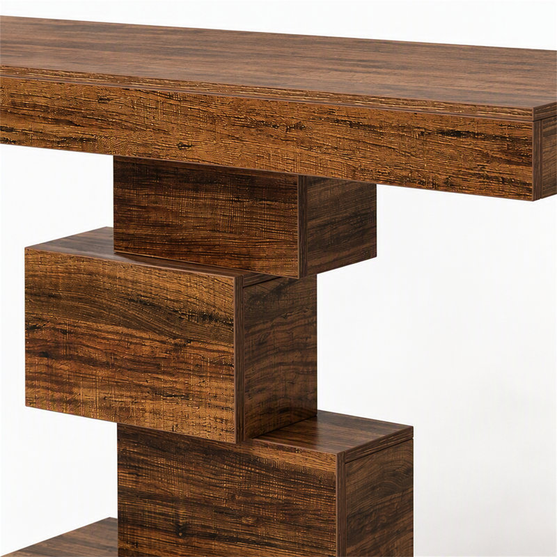 Console de 107 cm (42 po), table d'entrée étroite avec piètement géométrique, Brown