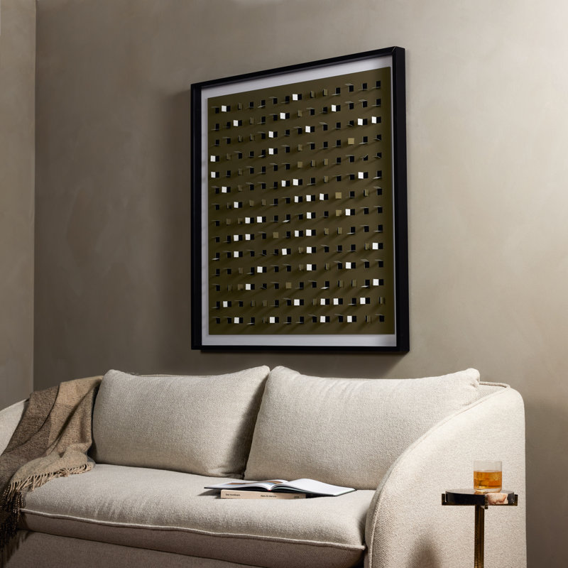 See Through Olive Minimalistic by Four Hands Art Studio, 48" H x 48" W x 2.5" D, Black Maple Framed