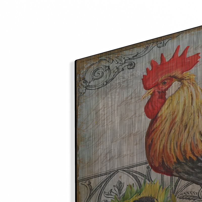 «Ironwork Rooster A» par Jean Plout, art mural en métal, H 24 po x l 36 po