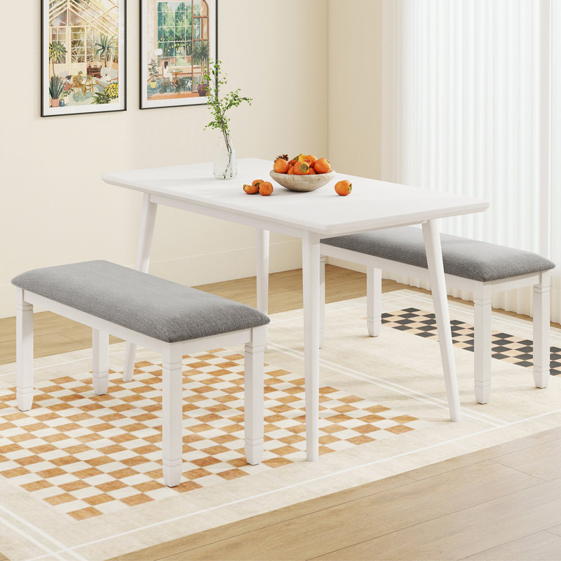  Banc de chambre rembourré avec siège rembourré et pieds en bois massif pour la salle à manger