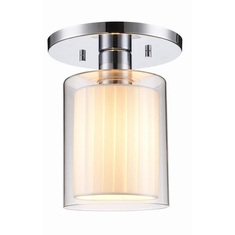 Pittsfield Semi Flush Mount, Chrome, Off White