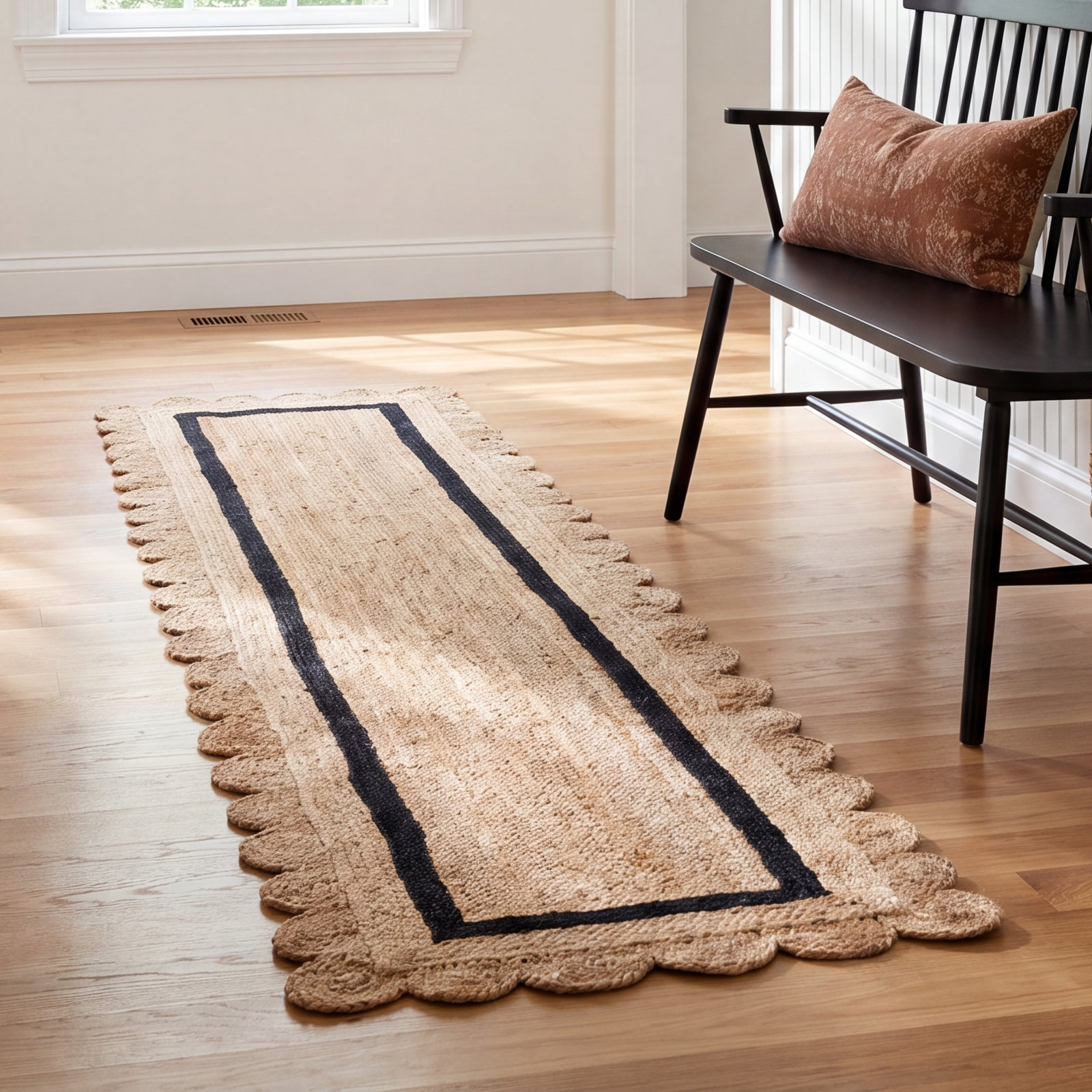 Inaki Hand-Woven Geometric Jute Rug, Runner 2'3" x 9'