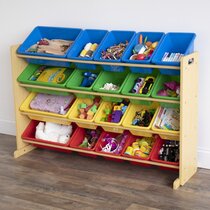 TheLAShop Multi-Color 3-Tiers Kid's Toy Organizer with 9 Storage Bins –