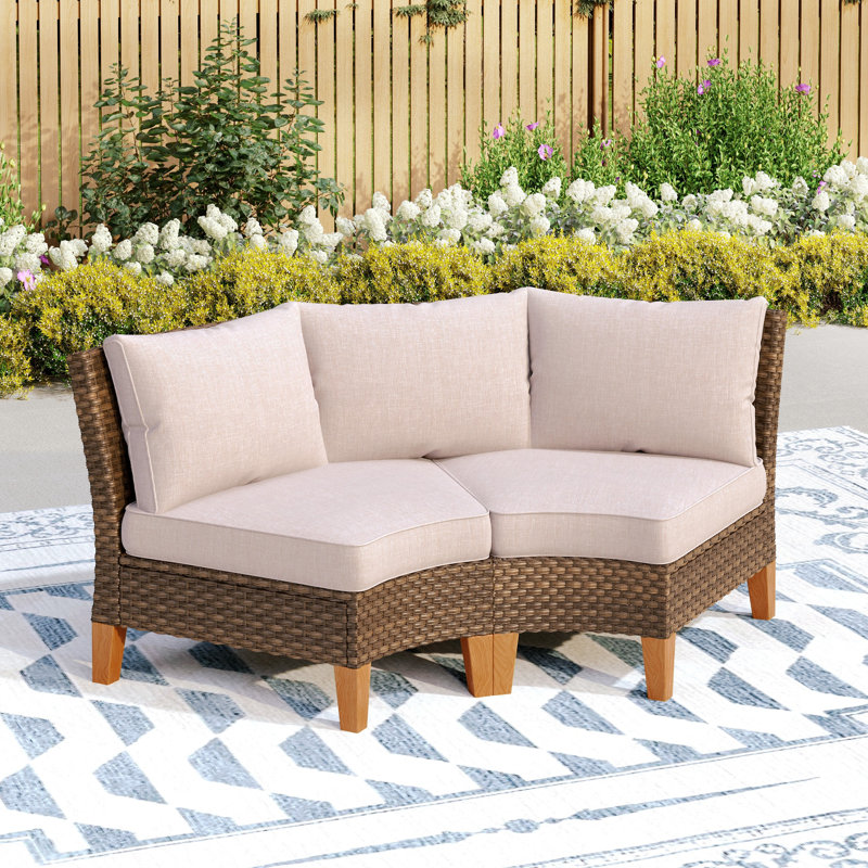 Premium All-Weather Wicker Outdoor Armless Lounge Chair, Beige