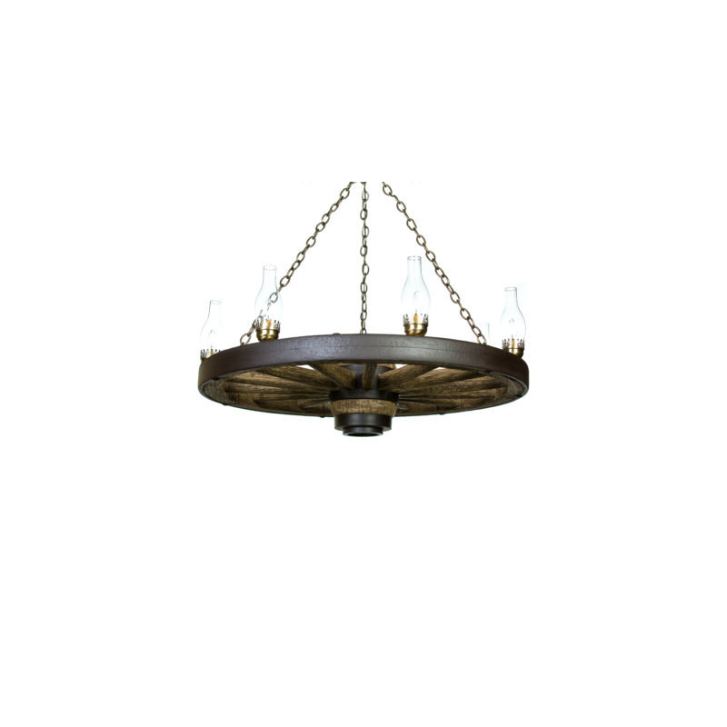 Dylan 7 - Light Dimmable Wagon Wheel Chandelier