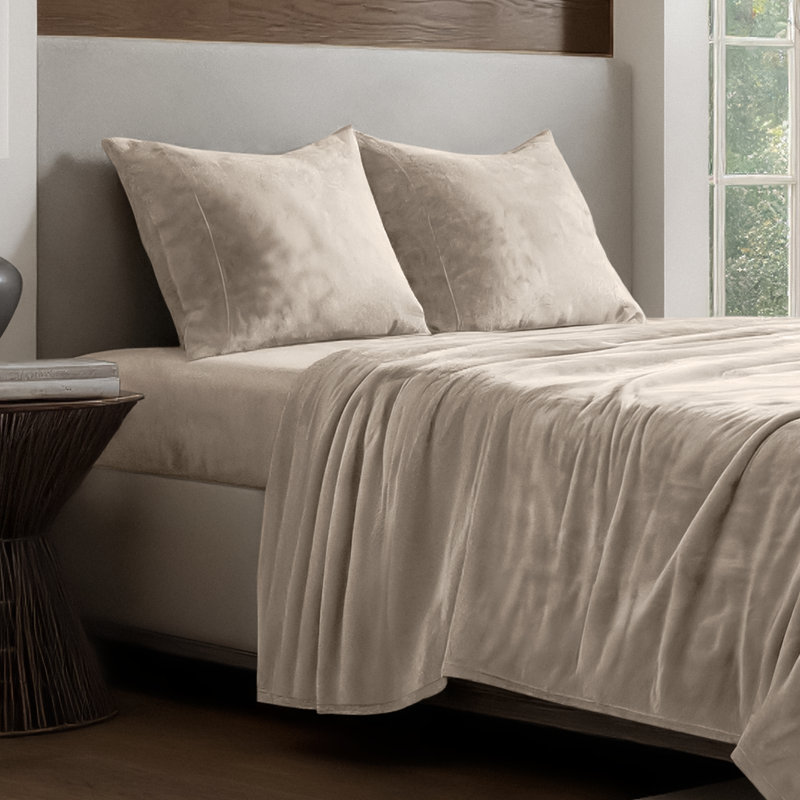 Microplush Sheet Set, Queen Sheet Set + 1 Fitted Sheet + 2 Pillowcases, Sand