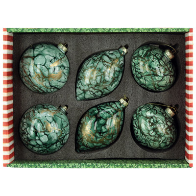 Marbled Ornament, Box Of 6- 4-5 Inches