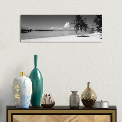 Palm Tree On The Beach, Moana Beach, Bora Bora, Tahiti, French Polynesia by Panoramic Images - Wrapped Canvas Panoramic Print