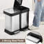 Poubelle à deux compartiments, poubelle de cuisine en acier inoxydable avec poubelles et bacs de recyclage-122912338