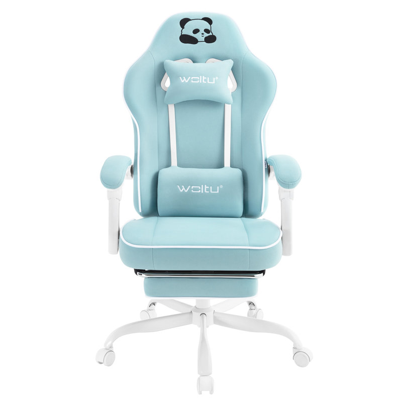 Gaming Chair With Pocket Spring Cushion, Gaming Armchair 150 Kg Load Capacity, Ergonomic Swivel Chair, Gamer Chair With Head Cushion, Lumbar Cushion, Footrest, Mesh Fabric