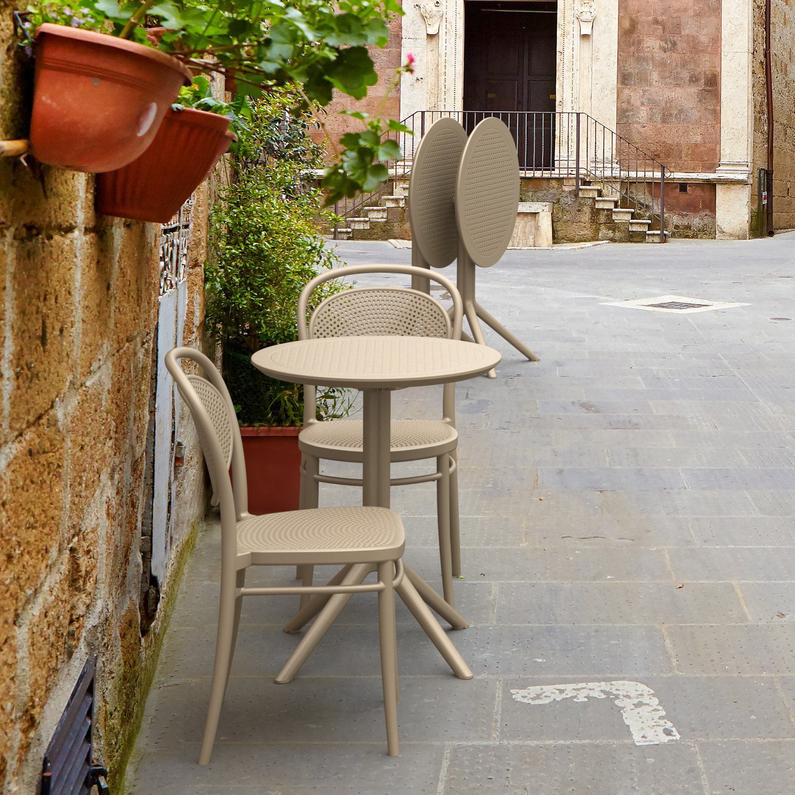 Farrah 24" Patio Bistro Set, Taupe