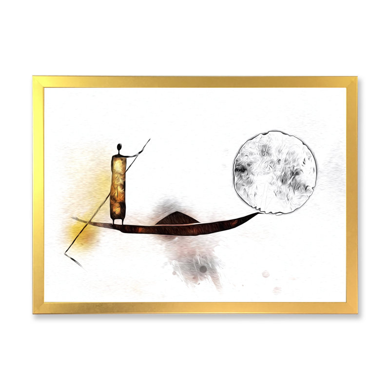 Scène de village africain rétro - peinture sur toile, Toile à cadre d'angle fermé doré, H 12 po x l 20 po