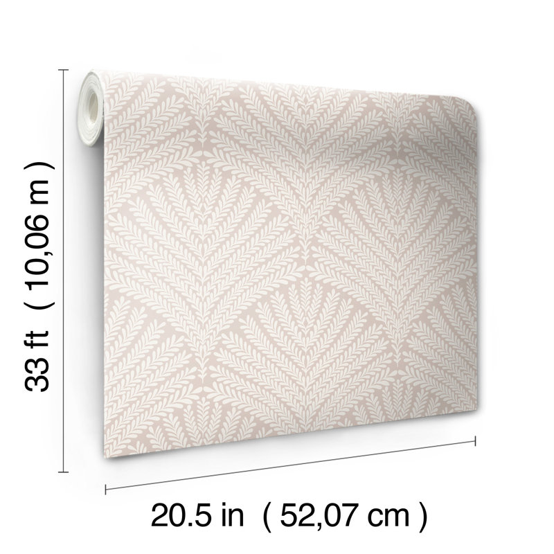 Rouleau de papier peint lisse L 33 po x l 20,5 po, Rose clair / crème