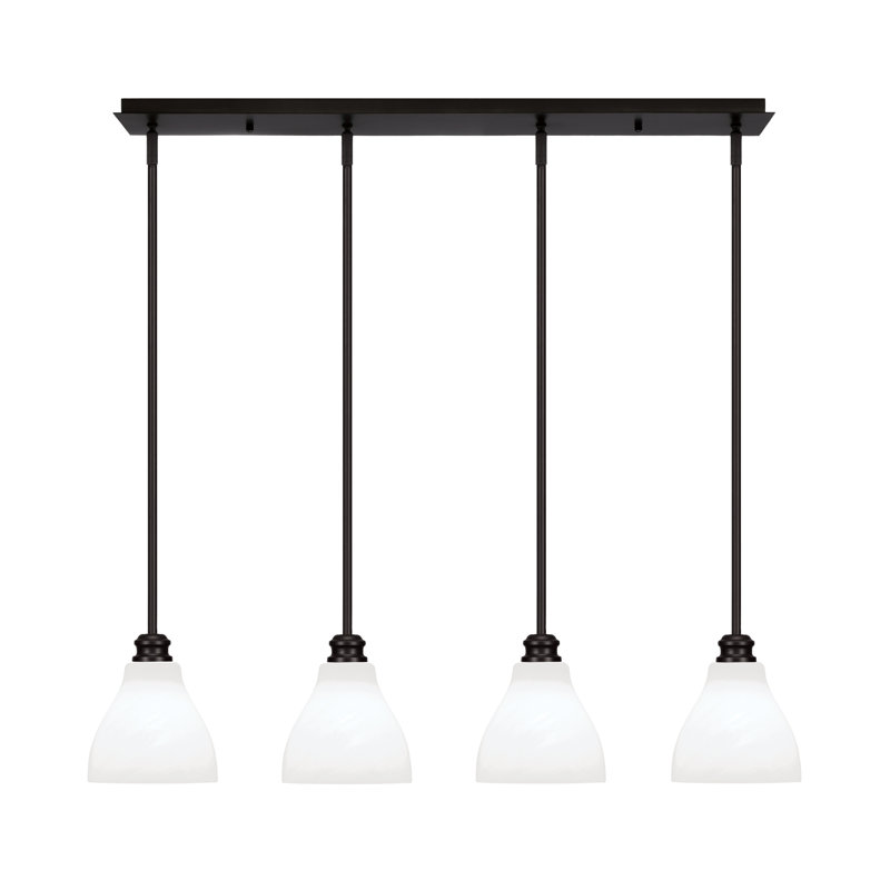 Luminaire suspendu linéaire 4 lumières Edge avec verre en marbre blanc 6,25 po Edge, Espresso