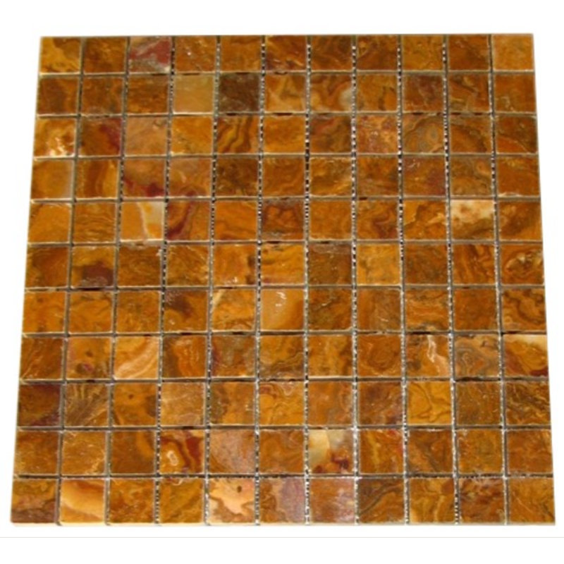 1" x 1" Natural Stone Mosaic Tile, Brown