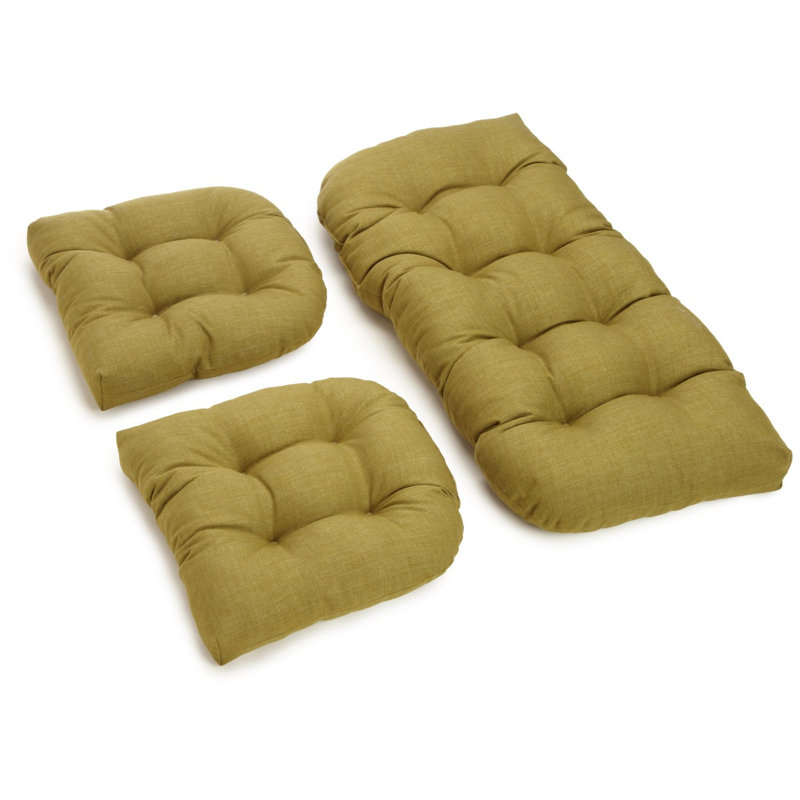 Weather-Resistant Reversible Indoor/Outdoor Seat Cushion Set , Avocado, 4.5''