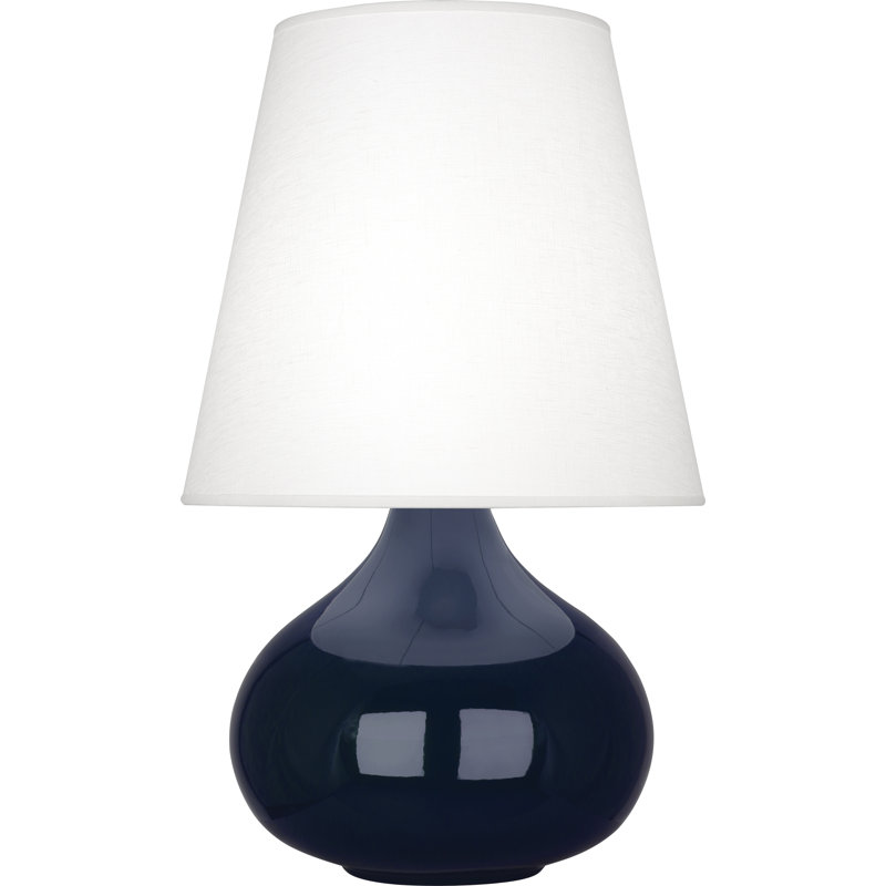 Small June Accent Lamp, Midnight Blue, Oyster Linen
