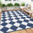 Outdoor Plastic Straw Rug – Waterproof Checkered Patio Rug with Non-Slip Backing, Modern Geometric Design for Backyard, Balcony, Camping, Picnic-1749606136