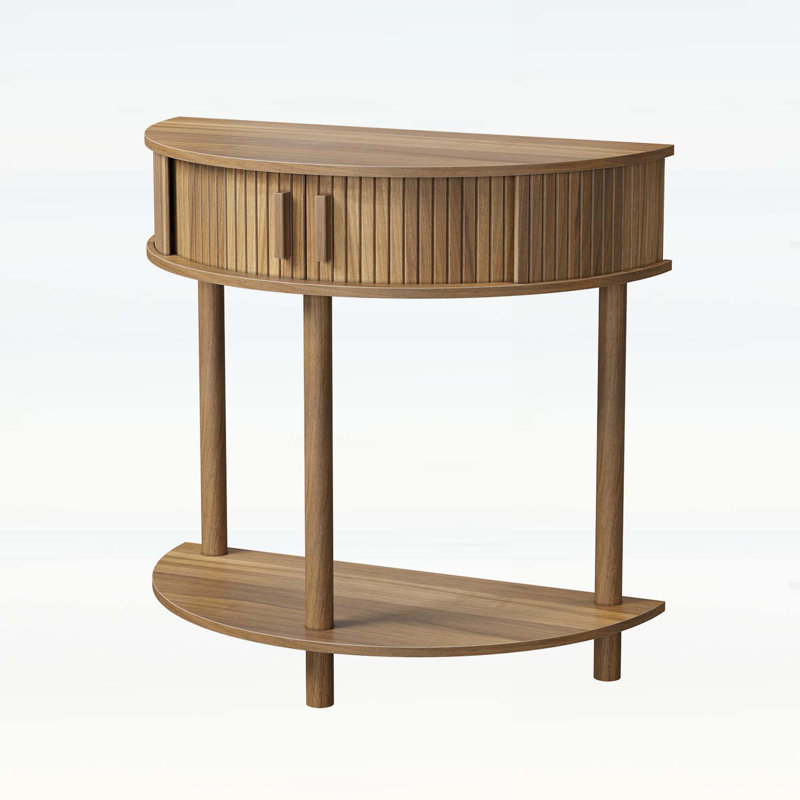 Grooved Half-Moon Console Table
