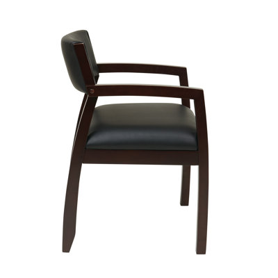 Deedee Leather Seat Waiting Room Chair with Wood Frame