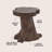 Amara Rustic Handcrafted Dark Brown Solid Teak Wood Live Edge Tree Stump Stool, 16" Accent Side Table and Decorative Indoor Plant Stand-246949742