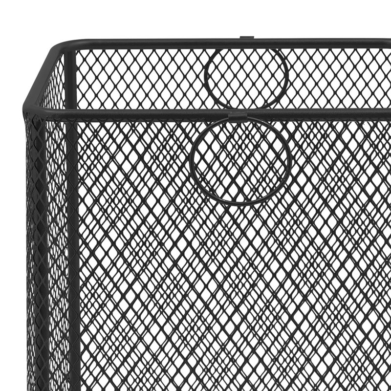 Metal mesh laundry storage cart, laundry basket with wheels, Noir