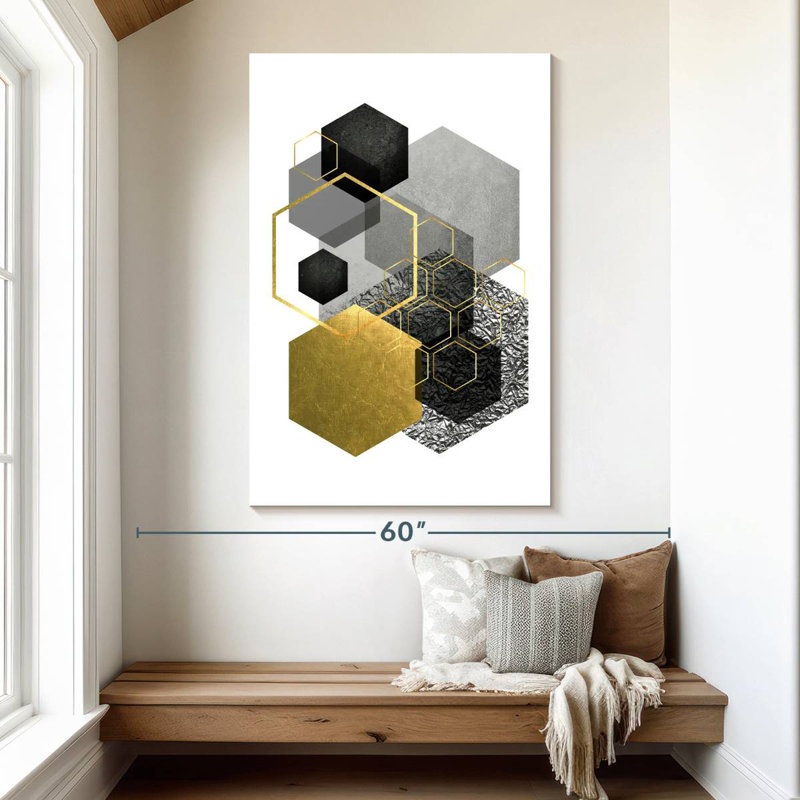 Avery Black Grey Gold Geo I, 51" H x 34" W
