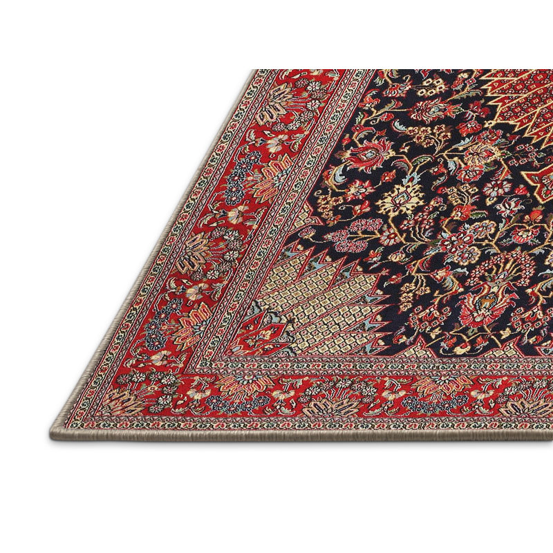 Tapis brun / rouge traditionnel Hugues, Rectangle 6 pi x 9 pi