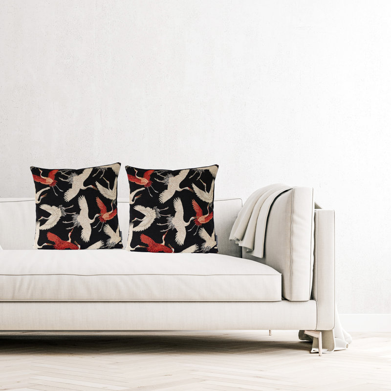 Japanese Crane Square Throw Pillow Cover, 56 cm x 56 cm