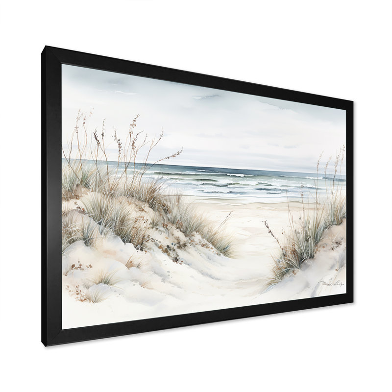 Piment - plage et océan, art mural sur toile, H 12 po x l 20 po x P 1 po, Cadre simple noir