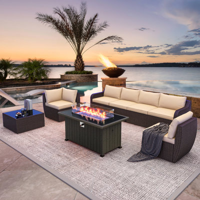 Cinnamin 6 - Person Modular Patio Conversation Set with Cushions