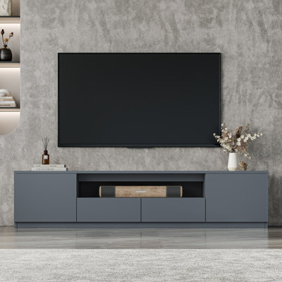 Crafton 78.7'' Modern Gray TV Stand Suitable for 55/58/65/70/75 inch TV, Wooden Entertainment Center with 2 Storage Cabinet and 2 Drawers, Media Console with Cable Management for Living Room