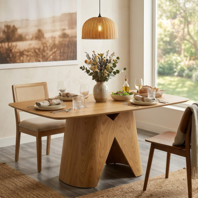 Table de salle à manger moderne 70,9 "avec base sculpturale en bois courbé