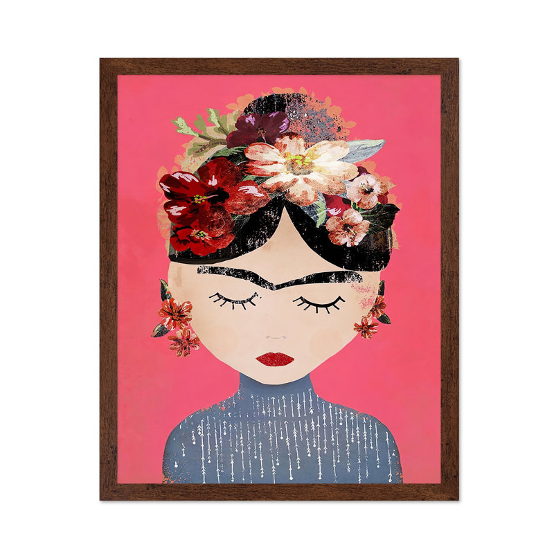 Frida Portrait No2, Affiche, H 24 po x l 32 po, Encadrement brun