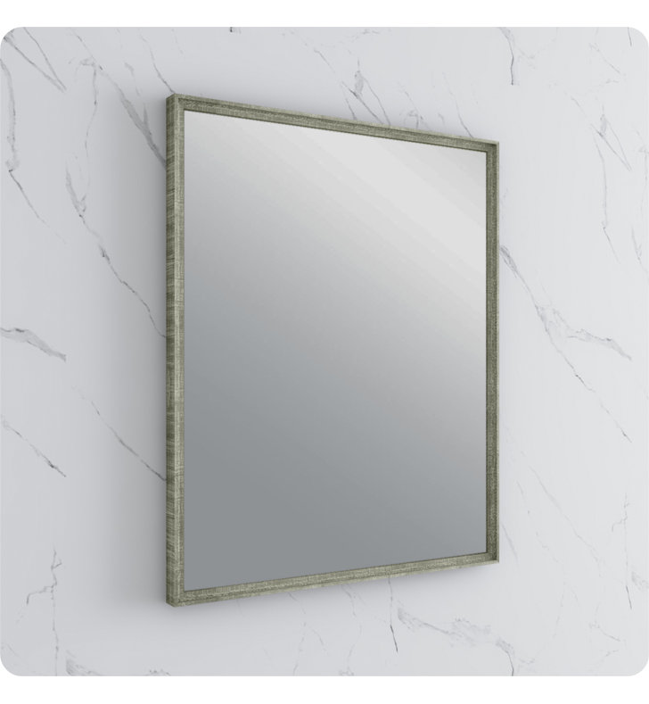 Formosa Ash Finish 32" x 26" Solid Acacia Wood Bathroom Vanity Mirror