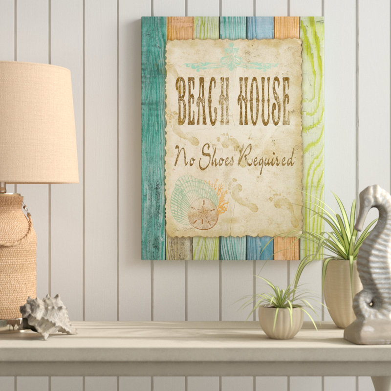 « beach house », art textuel sur toile tendue, H 24 po x l 18 po